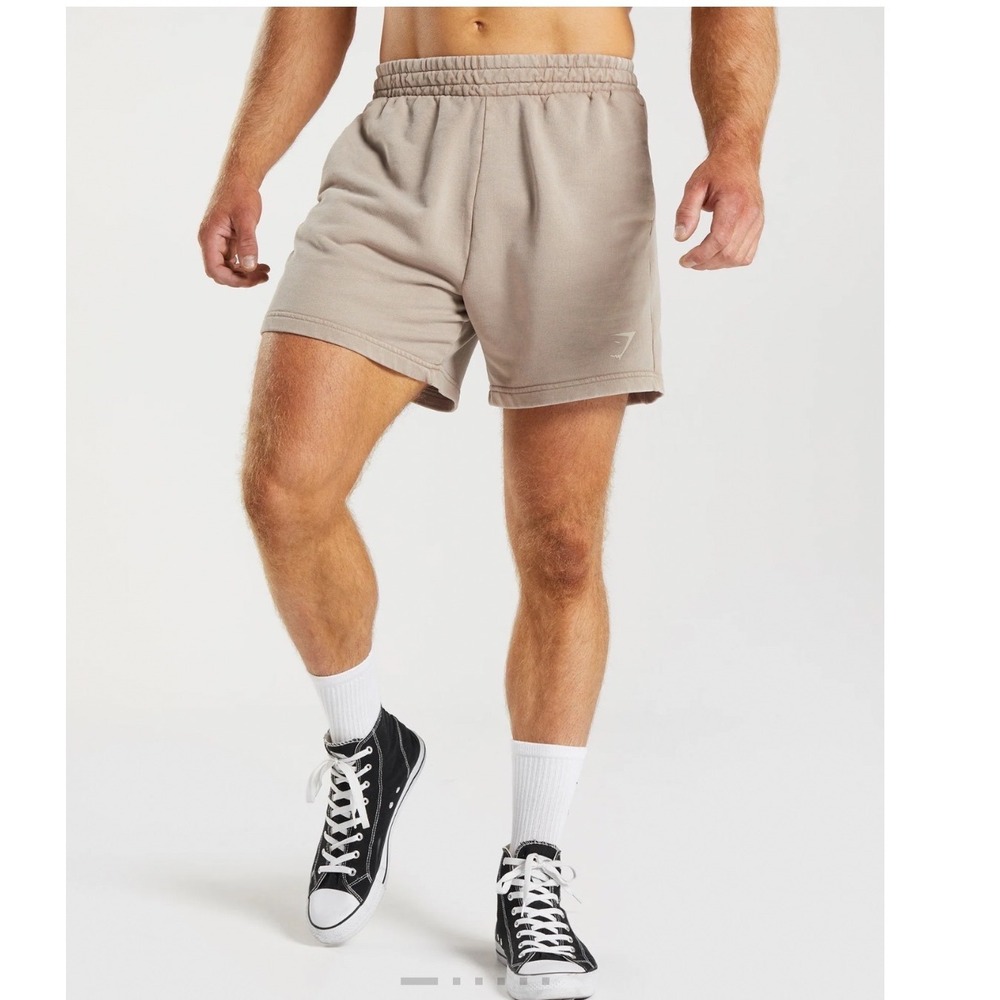 Gymshark Power Washed 5" Shorts XL Cement Brown Mens Heavyweight Workout Gym